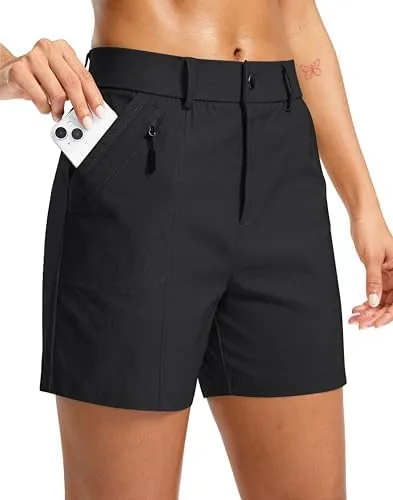 santiny womens 57 hiking golf shorts quick dry stretch casual work shorts with pockets for women walking travel summer black s